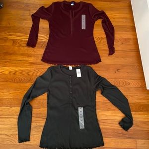 Two Old Navy button long sleeve henley. NWT XS